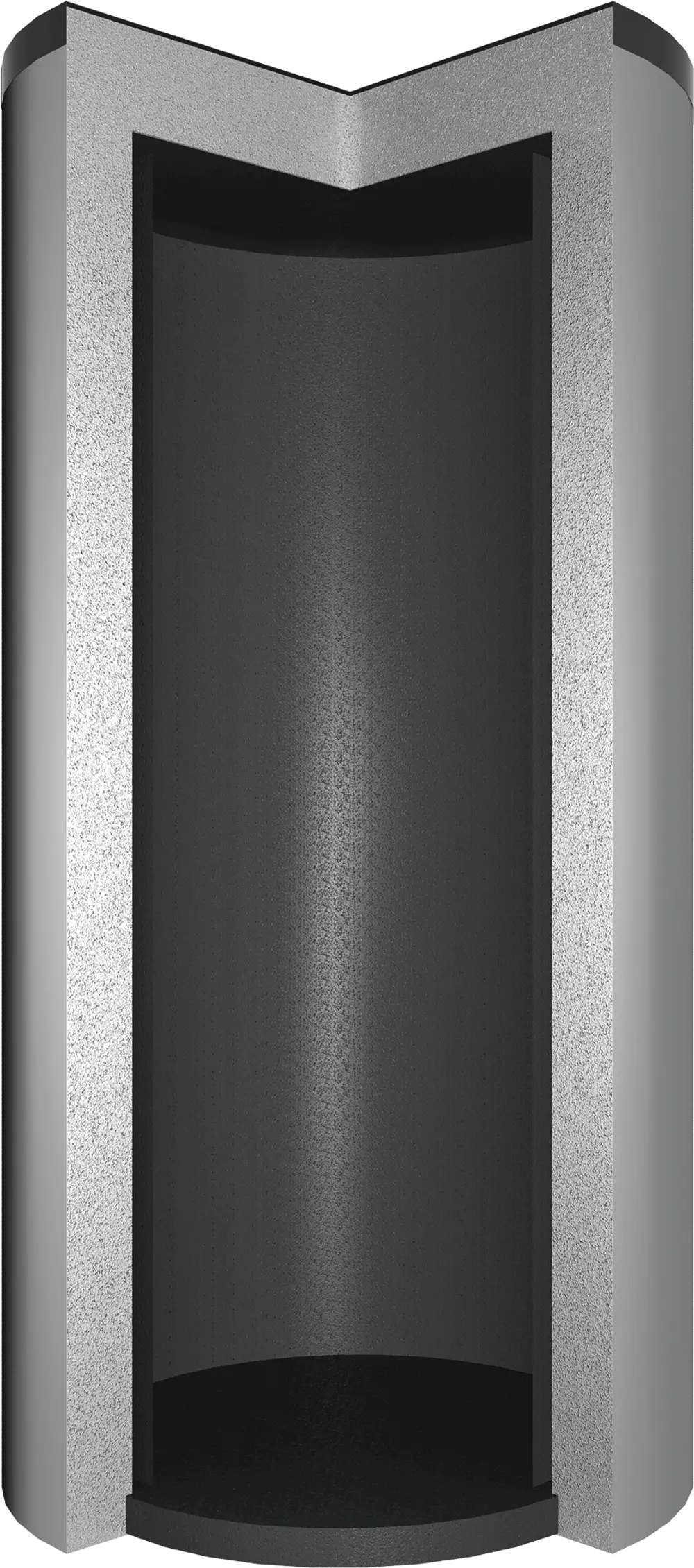 Grau-schwarzer Pufferspeicher von Juratherm mit gerader Form und isolierter Oberfläche, geeignet für den Einsatz in Heizsystemen.